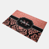 Roos Gold Glitter Damask Deurmat (Schuin)