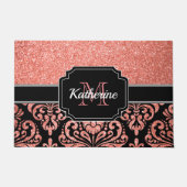 Roos Gold Glitter Damask Deurmat (Voorkant)