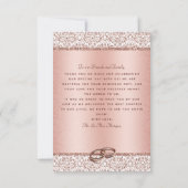 Roos Gold Glitter Damask Metallic Wedding Bedankkaart (Achterkant)