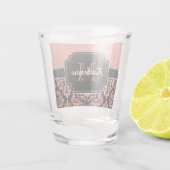 Roos Gold Glitter Damask Shot Glas (Achterkant)