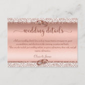 Roos Gold Glitter Damask Wedding - Gegevens Informatiekaartje (Voorkant)