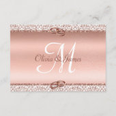 Roos Gold Glitter Damask Wedding - Gegevens Informatiekaartje (Achterkant)