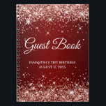 Roos Gold Glitter Dark Red 21st Birthday Guestbook Notitieboek<br><div class="desc">Creëer je eigen gastenboek voor haar 21ste verjaardagsfeest in dit lege notitieboek. Meisjes faux dun roos goudglitter op de boven- en onderrand,  over een glanzende en donkerrode gradiënt of ombre achtergrond. U kunt de doopvontstijl en grootte aanpassen zoals nodig.</div>