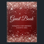 Roos Gold Glitter Dark Red 21st Birthday Guestbook Notitieboek<br><div class="desc">Creëer je eigen gastenboek voor haar 21ste verjaardagsfeest in dit lege notitieboek. Meisjes faux dun roos goudglitter op de boven- en onderrand,  over een glanzende en donkerrode gradiënt of ombre achtergrond. U kunt de doopvontstijl en grootte aanpassen zoals nodig.</div>