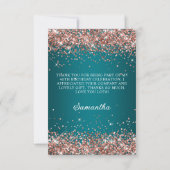 Roos Gold Glitter Dark Turquoise 40e Verjaardag Bedankkaart (Achterkant)