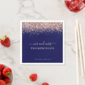 Roos Gold Glitter de heer Mrs Wedding Navy Blush Servet (Insitu)
