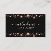 Roos Gold Glitter Diamond Dust Black Makeup Artist Visitekaartje (Voorkant)