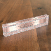 Roos Gold Glitter Diamond Look Handgeschreven Naambordje (Zijkant)