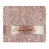 Roos Gold Glitter Diamond Monogram Snijplank (Voorkant)