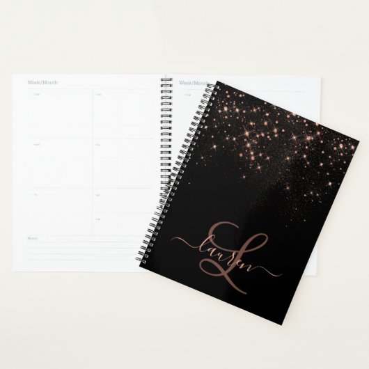 Roos Gold Glitter Diamond Sparkle Elegant Monogram Planner (Display)