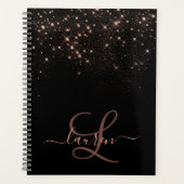 Roos Gold Glitter Diamond Sparkle Elegant Monogram Planner (Voorkant)