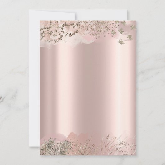 Roos Gold Glitter Diamonds Chic Dress Quinceañera Kaart (Achterkant)