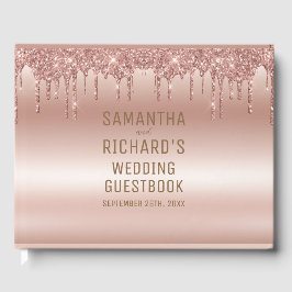Roos Gold Glitter Diamonds Wedding Gastenboek