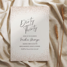 Roos Gold Glitter Dirty Thirty Birthday Invitation