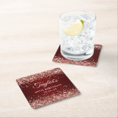 Roos Gold Glitter Donkerrood 40e Verjaardag Kartonnen Onderzetters (Insitu)