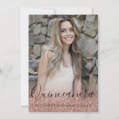 Roos Gold Glitter Dress Foto QUINCEAÑERA Birthday Kaart (Voorkant)