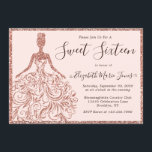 Roos Gold Glitter Dress Sweet Sixteen 16 verjaarda Kaart<br><div class="desc">Moderne Glam Roos Gold Glitter Sparkle Dress Sweet Zestien 16e verjaardag Uitnodiging</div>