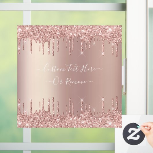 Roos Gold Glitter Drift Aangepaste tekstvensterkla Raamsticker (Huis)