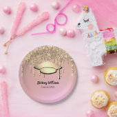 Roos Gold Glitter Drift Afstuderen Papieren Bordje (Feest)