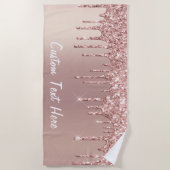 Roos Gold Glitter Drift Beach Towel - Jouw tekst Strandlaken (Voorkant)