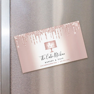 Roos Gold Glitter Drift Cake Bakery Pastry Chef Magnetisch Visitekaartje