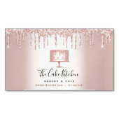 Roos Gold Glitter Drift Cake Bakery Pastry Chef Magnetisch Visitekaartje (Voorkant)