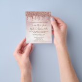 Roos Gold Glitter Drift Calligraphy Wedding Invit Flyer (Hand)