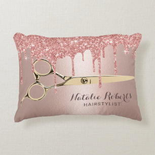 Roos Gold Glitter Drift Gold Scissor Hair Salon Accent Kussen