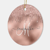 Roos Gold Glitter Drift Handgeschreven scriptnaam Keramisch Ornament (Links)