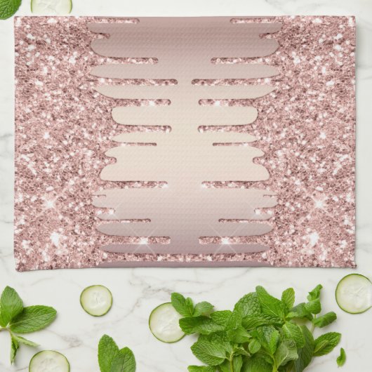 Roos Gold Glitter Drift keukenhanddoek (Gevouwen)