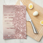 Roos Gold Glitter Drift keukenhanddoek (Quarter Fold)