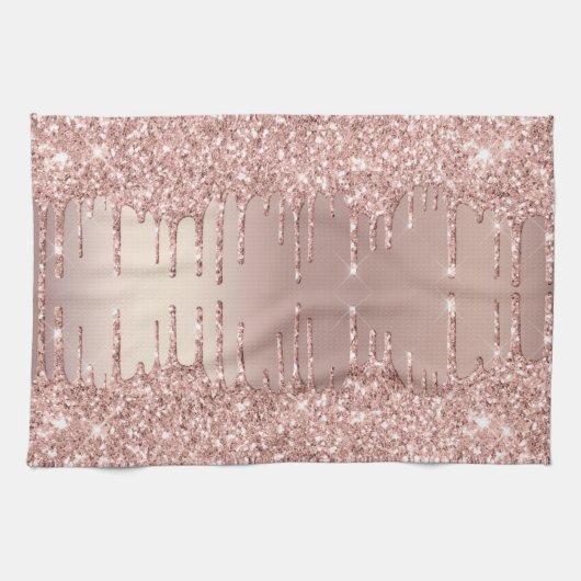 Roos Gold Glitter Drift keukenhanddoek (Horizontaal)