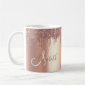 Roos Gold Glitter Drift Metaal Monogram Koffiemok (Links)