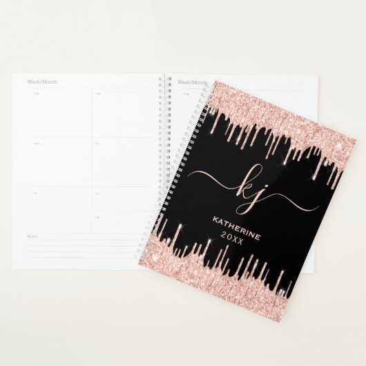 Roos Gold Glitter Drift Monogram Beauty Salon Planner (Display)