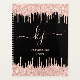 Roos Gold Glitter Drift Monogram Beauty Salon Planner