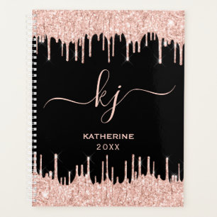 Roos Gold Glitter Drift Monogram Beauty Salon Planner
