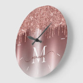 Roos Gold Glitter Drift Monogram Metaal Grote Klok (Hoek)