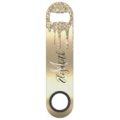 Roos Gold Glitter Drift Monogram stijlvol metaal Speed Flessenopener (Voorkant)