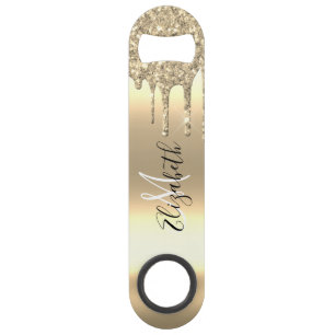 Roos Gold Glitter Drift Monogram stijlvol metaal Speed Flessenopener