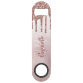 Roos Gold Glitter Drift Monogram Stijlvol Speed Flessenopener (Voorkant)