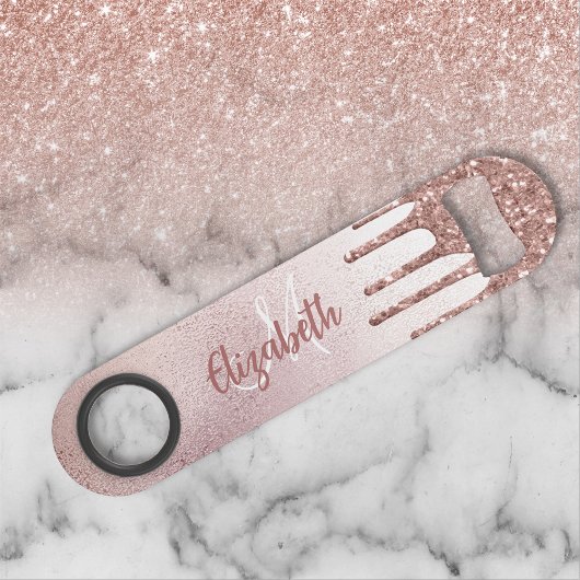 Roos Gold Glitter Drift Monogram Stijlvol Speed Flessenopener