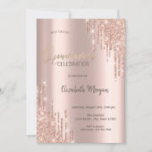 Roos Gold Glitter Drift Quinceañera Uitnodiging (Voorkant)