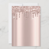 Roos Gold Glitter Drift roze flamingos Quinceañera Kaart (Achterkant)