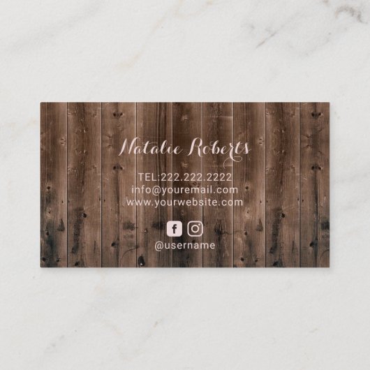 Roos Gold Glitter Drift Rustige houten Antiek Craf Visitekaartje (Achterkant)