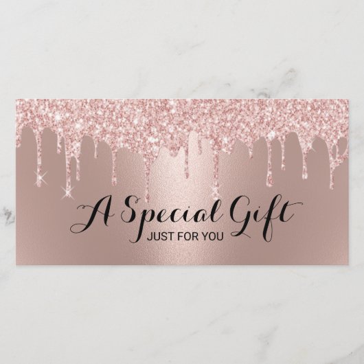Roos Gold Glitter Drift Salon Cadeaubonnen (Voorkant)