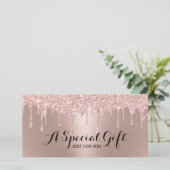 Roos Gold Glitter Drift Salon Cadeaubonnen (Staand voorkant)