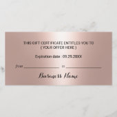 Roos Gold Glitter Drift Salon Cadeaubonnen (Achterkant)