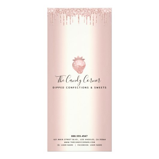 Roos Gold Glitter Drift Strawberry Dessert Menu (Achterkant)