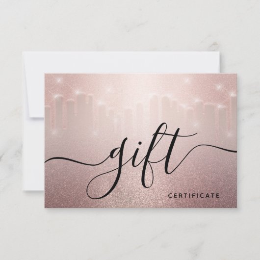 Roos Gold Glitter Drift Stylist Salon Cadeaukaart (Voorkant)