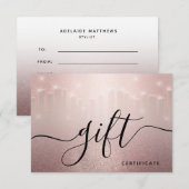 Roos Gold Glitter Drift Stylist Salon Cadeaukaart (Voorkant / Achterkant)